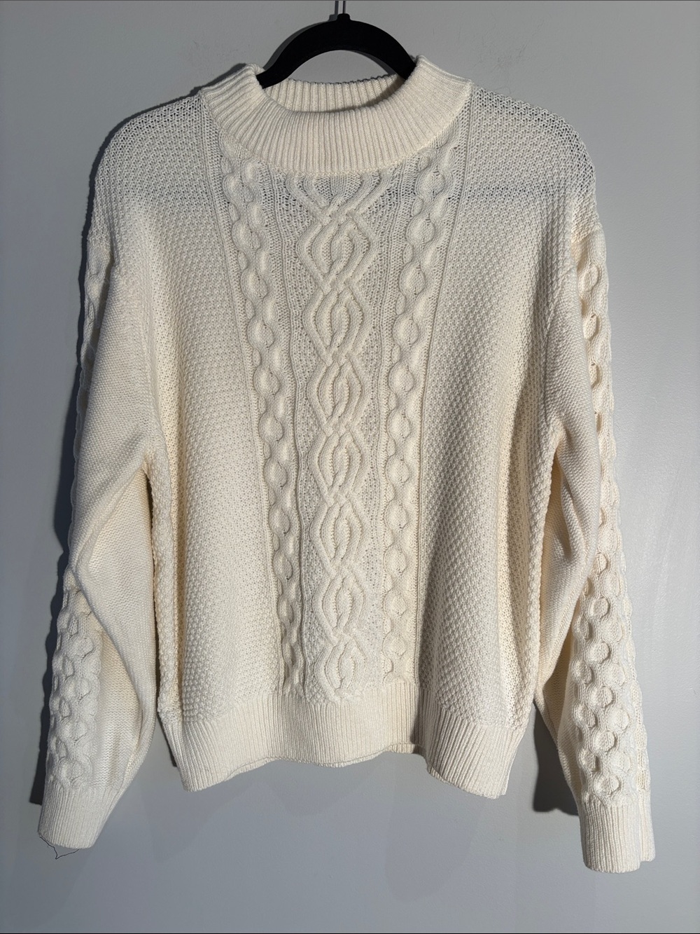 Urban Outfitters Cream Cable Knit Mock Neck Sweater Size S